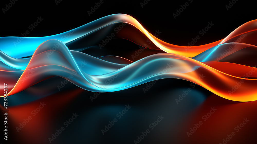 Abstract futuristic background with blue and orange wave shapes ...
