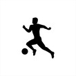 © Настя Прокопчук - Silhouette of a football player with a ball. Athlete black stencil. Icon, football player logo. Vector illustration isolated white background.