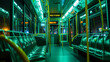 AI generated illustration of an empty bus interior with a 