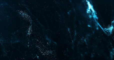 Abstract Blue Dots Particles With Dark Background.