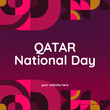 © Naufal Milan Design - Qatar National Day banner in modern geometric style. Square banner for social media and more with typography. Vector illustration for national holiday celebration party. Happy Qatar National Day 2024