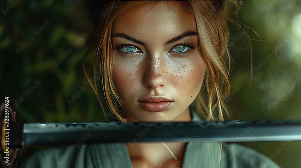 Stock-Illustration „Embrace the spirit of the Samurai girl – fierce ...