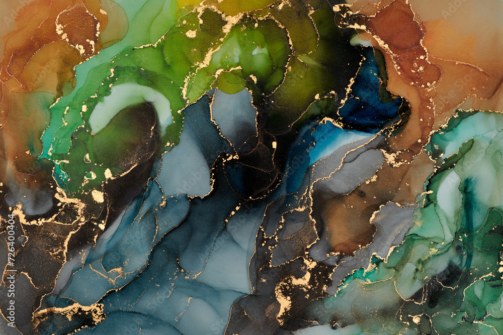Natural luxury abstract fluid art painting in alcohol ink technique ...