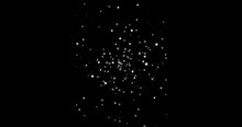 Set Of Two Explosions Of Candy Or Fireworks. Flying White Stars On A Black Background. Seamless Looping Animation.