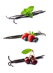 Sticker - Collage of vanilla pods on white backgrounds