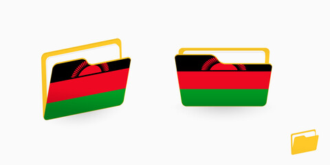 Wall Mural - Malawi flag on two type of folder icon.