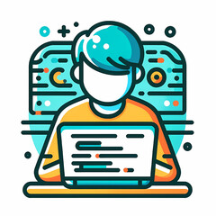illustration of a boy coding on his laptop