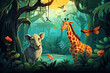 © Kitta - kid book style , animal and jungle background