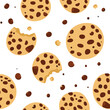 Seamless cookie pattern on white background.
