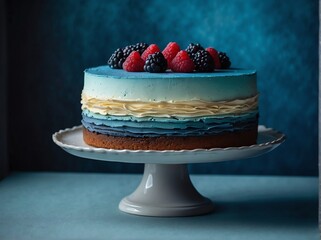 Wall Mural - An ombre cake in shades of gradient blue from Generative AI