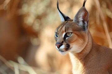 Wall Mural - portrait desert cats caracal or african lynx