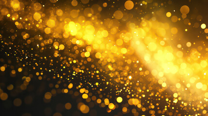 Wall Mural - yellow luxury glitter and bokeh particles, yellow bokeh background, holiday festival background