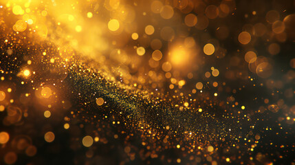 Wall Mural - yellow luxury glitter and bokeh particles, yellow bokeh background, holiday festival background