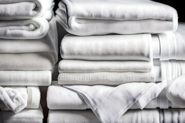 Wall Mural - A stack of white towels neatly folded in a spa or hotel.