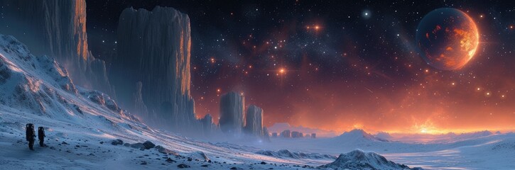 Wall Mural - Interstellar gateway with a blend of ancient and futuristic styles 