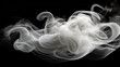 Wispy White Smoke Flowing on Black Background - Generative AI