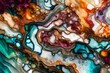 An up-close view of an exquisite abstract art background, displaying the marble-like patterns and the play of alcohol ink colors.