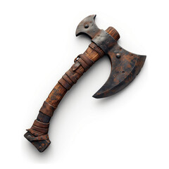 A weathered ax, once a powerful tool and weapon, now an antique reminder of colder times