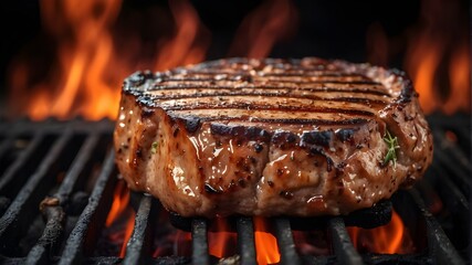 Searing and flipping ribeye steaks on grill 2