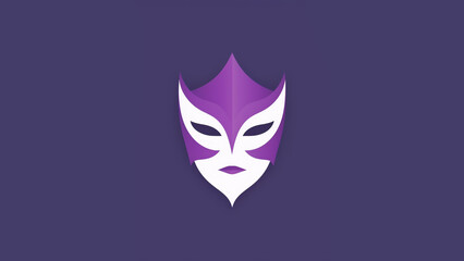 Wall Mural - geometric vector graphic logo of a performance mask, simple minimal, using purple color