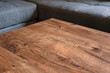 © Simča - Empty brown wooden table. Kitchen table made of solid wood with texture in the kitchen