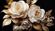 © Murtaza03ai - White and gold 3d flowers  UHD wallpaper