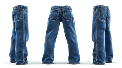 Wall Mural - A set of three images featuring different views of a pair of jeans. Versatile and suitable for various uses