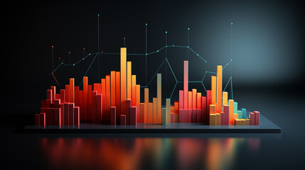 Wall Mural - Colorful charts about financials on a black background. Concept of business ideas and design for business finance, inflation, and investment