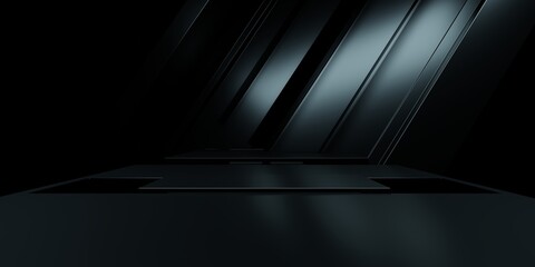 Wall Mural - 3d rendering of black abstract geometric background. scene for advertising design, showroom, technol