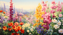 Colorful Flowers Background, Spring Season Concept
