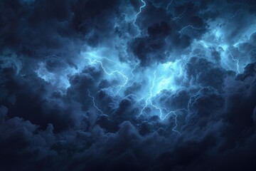 Wall Mural - a dark sky filled with lots of clouds and lightning. can be used to depict a stormy weather scene