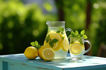 Sunny Day with Lemon and Mint Lemonade - Generative AI