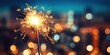 © Graphic Warrior - Light flame sparkle shine with bookeh cityu ligh background. Xmas New Year Night celebration