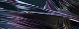 Fototapeta Przestrzenne - Dark Atmospheric Purple And Blue Wavy Metal Plate Reflective Geometric Chic Sci-fiElegant And Modern 3D Rendering Abstract Background