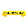 © At My Hat - Help Wanted Text In Yellow Rectangle Ribbon Shape For Information Announcement Sign Business Marketing Social Media