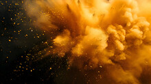 Yellow Dust Background Explosion. Gold Powder Dust. High Quality