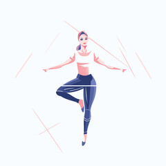 Sticker - Beautiful young woman dancing hip-hop. Vector illustration in a flat style.