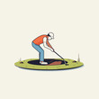 Golfer on the golf course. Flat style vector illustration.