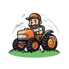 Poster - Farmer with tractor. Vector illustration isolated on a white background.