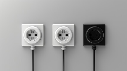 two plugs sitting side by side. can be used to depict electrical connections or the need for power