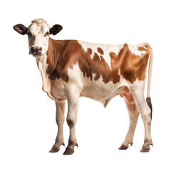 Wall Mural - Full body portrait of a cow isolated on white background