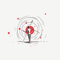 Wall Mural - Archery sport vector illustration on white background with circles and red hearts