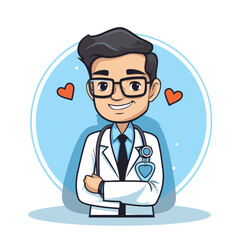 Canvas Print - Doctor with stethoscope and heart cartoon icon vector illustration graphic design