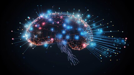 Wall Mural - the concept of data flow from the digital human brain. machine deep learning. artificial intelligenc