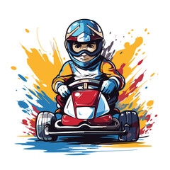 Wall Mural - Cartoon karting racer. Vector illustration for your design.