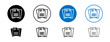 Document Papers Pile Line Icon Set. Office Paperwork Documents Sheets Stack Symbol in Black and Blue Color.