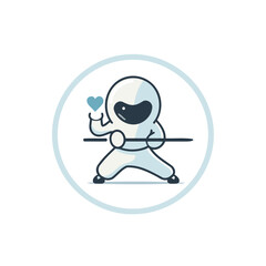 Sticker - Astronaut with heart in his hand. Flat style vector illustration.