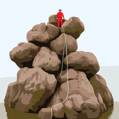 Sticker - Man climbing on a rock. vector illustration. eps 10.