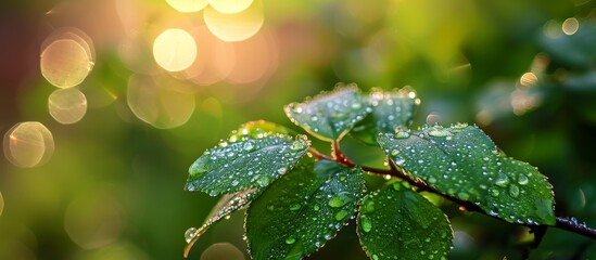 Wall Mural - The refreshing dew on delicate leaves