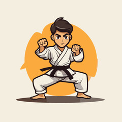 Wall Mural - Taekwondo vector illustration. Cartoon karate man. Martial arts.